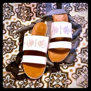 FitFlop White Jeweled Slide Sandal